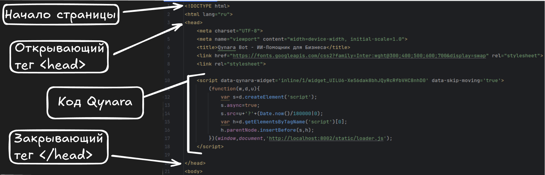 Код для установки