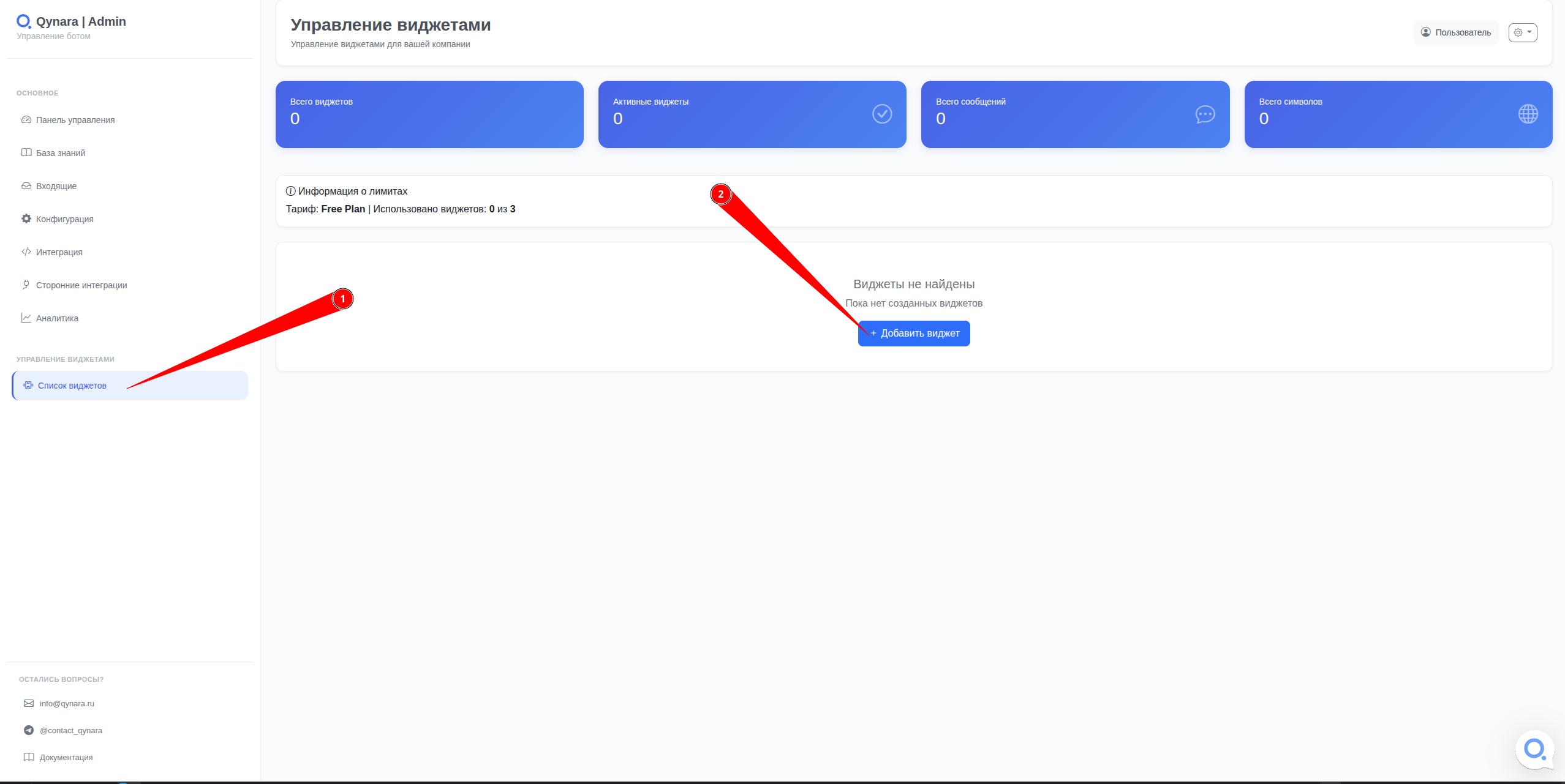 Список виджетов